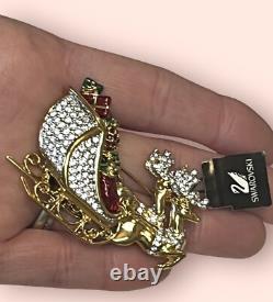 NEW WithTAG Signed Swarovski Santa's Christmas Reindeer Sleigh Pin/Brooch-RETIRED