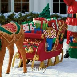 NIB FRONTGATE 2020 Fiber Optic LED Santa Sleigh & Reindeers HARD TO FIND