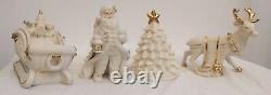 NIB Kirkland's Santa Reindeer Sleigh Tree White/Gold Figure Set