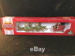 NIB Peter`s Flying Santa Claus Sleigh & Reindeer Moving Tree Topper Ornament