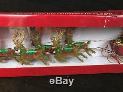 NIB Peter`s Flying Santa Claus Sleigh & Reindeer Moving Tree Topper Ornament