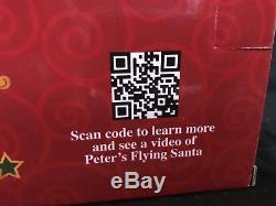NIB Peter`s Flying Santa Claus Sleigh & Reindeer Moving Tree Topper Ornament