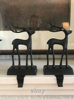 NIB Pottery Barn 4 SANTA'S SLEIGH Reindeer and Sleigh Stocking Holders Sold Out