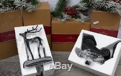 NIB Pottery Barn SANTA'S SLEIGH & REINDEER Christmas Stocking Holders SET of 4