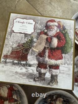 NIB Pottery Barn S/4 NOSTALGIC SANTA SOUP BOWLS CHRISTMASREINDEER SLEIGH