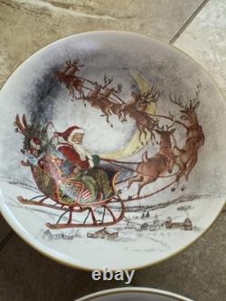 NIB Pottery Barn S/4 NOSTALGIC SANTA SOUP BOWLS CHRISTMASREINDEER SLEIGH