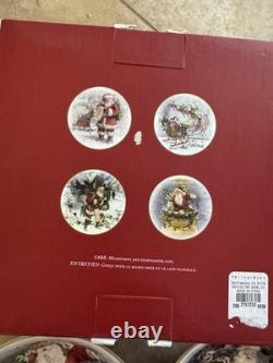 NIB Pottery Barn S/4 NOSTALGIC SANTA SOUP BOWLS CHRISTMASREINDEER SLEIGH