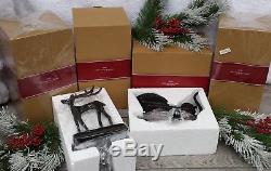 NIB SET of 4 Stocking Holders POTTERY BARN SANTA'S SLEIGH & REINDEER Christmas