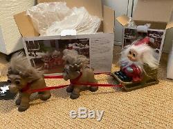 NIB Thomas Dam Lykketrold Santa Troll in Sleigh with2 Reindeer Troll Dolls RARE