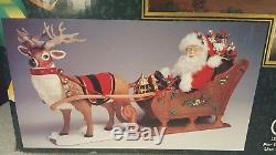 NIB VTG Holiday Creations Animated/ Musical/iIluminated Reindeer & Santa/ Sleigh