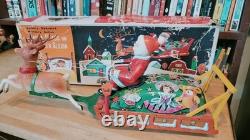 NICE 1950's MODERN TOYS BATTERY OPERATED SANTA CLAUS ON REINDEER SLEIGH With BOX