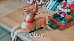 NICE 1950's MODERN TOYS BATTERY OPERATED SANTA CLAUS ON REINDEER SLEIGH With BOX