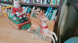 NICE 1950's MODERN TOYS BATTERY OPERATED SANTA CLAUS ON REINDEER SLEIGH With BOX
