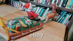 NICE 1950's MODERN TOYS BATTERY OPERATED SANTA CLAUS ON REINDEER SLEIGH With BOX