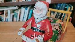 NICE 1950's MODERN TOYS BATTERY OPERATED SANTA CLAUS ON REINDEER SLEIGH With BOX