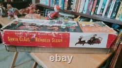 NICE 1950's MODERN TOYS BATTERY OPERATED SANTA CLAUS ON REINDEER SLEIGH With BOX