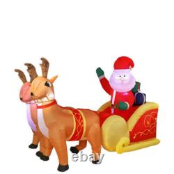NNEOBA Christmas Santa Reindeer Sleigh Inflatable LED Yard Decor