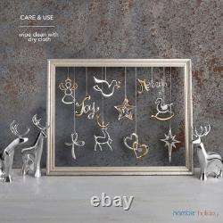 Nambe 3-Piece Dasher Reindeer Figurine Set, Lustrous Alloy Santa's Sleigh