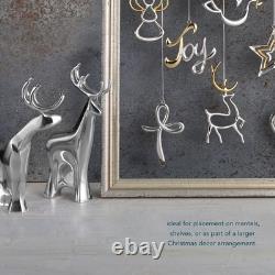 Nambe 3-Piece Dasher Reindeer Figurine Set, Lustrous Alloy Santa's Sleigh