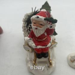 Napco 1958 Santa sleigh And reindeer Spaghetti And Gold Trim