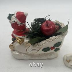 Napco 1958 Santa sleigh And reindeer Spaghetti And Gold Trim