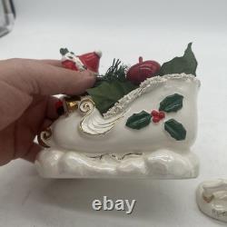 Napco 1958 Santa sleigh And reindeer Spaghetti And Gold Trim