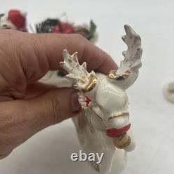Napco 1958 Santa sleigh And reindeer Spaghetti And Gold Trim