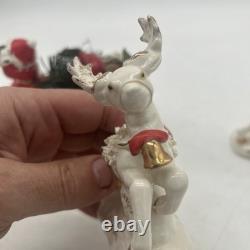 Napco 1958 Santa sleigh And reindeer Spaghetti And Gold Trim