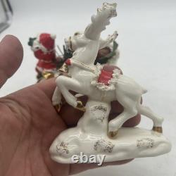 Napco 1958 Santa sleigh And reindeer Spaghetti And Gold Trim