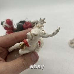 Napco 1958 Santa sleigh And reindeer Spaghetti And Gold Trim