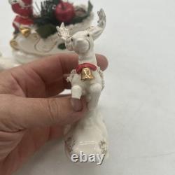 Napco 1958 Santa sleigh And reindeer Spaghetti And Gold Trim