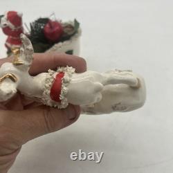 Napco 1958 Santa sleigh And reindeer Spaghetti And Gold Trim