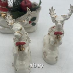 Napco 1958 Santa sleigh And reindeer Spaghetti And Gold Trim