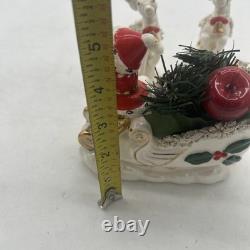 Napco 1958 Santa sleigh And reindeer Spaghetti And Gold Trim