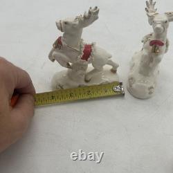Napco 1958 Santa sleigh And reindeer Spaghetti And Gold Trim