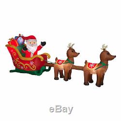 National Tree 12.5 ft Inflatable Santa in Sleigh with Reindeer