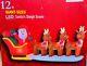 New 12 Ft Long Giant Sized Christmas Santa Reindeer Sleigh Inflatable By Gemmy