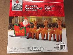 New 16 Ft Santa And Sleigh Lighted Inflatable Merry Christmas Reindeer Giant
