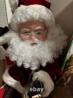 New! 1996 Santa's Best Animated? Santa Sleigh Reindeer Christmas Holiday With Box