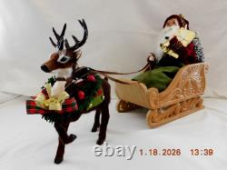 New 2025 Byers Choice Santa in Sleigh with Reindeer 11 T x 16 L x 6 W