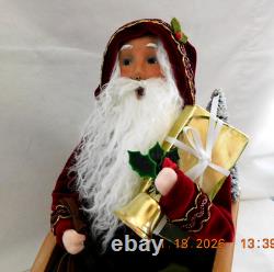 New 2025 Byers Choice Santa in Sleigh with Reindeer 11 T x 16 L x 6 W