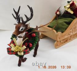 New 2025 Byers Choice Santa in Sleigh with Reindeer 11 T x 16 L x 6 W