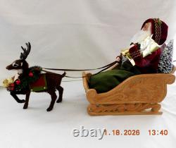 New 2025 Byers Choice Santa in Sleigh with Reindeer 11 T x 16 L x 6 W
