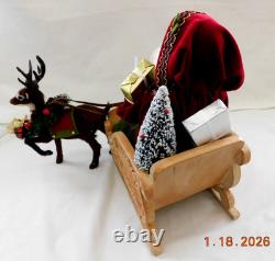 New 2025 Byers Choice Santa in Sleigh with Reindeer 11 T x 16 L x 6 W