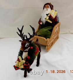 New 2025 Byers Choice Santa in Sleigh with Reindeer 11 T x 16 L x 6 W