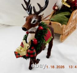 New 2025 Byers Choice Santa in Sleigh with Reindeer 11 T x 16 L x 6 W