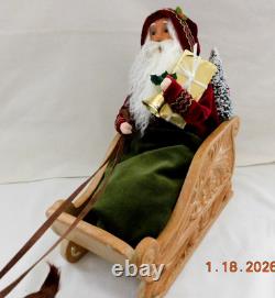 New 2025 Byers Choice Santa in Sleigh with Reindeer 11 T x 16 L x 6 W