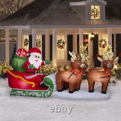 New Christmas Airblown 138 in X 63 Yard Decoration Santa in Sleigh with Reindeer