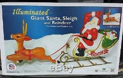 New Christmas Plastic Blow Mold Santa Sleigh Reindeer General Foam Large 72