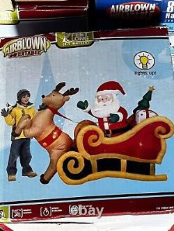 New Gemmy Christmas Airblown Inflatable 7ft Santa In Sleigh with Reindeer- 2008